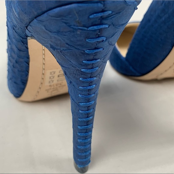 Alice Olivia Size 6 Blue Pointed Toe Suede Leather Pumps Dina Whipstitch Brazil - Picture 8 of 16